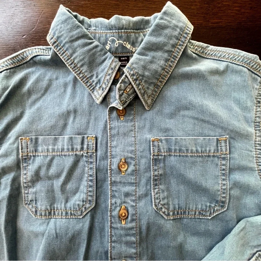 Art Class Girls Denim Shacket Jacket long sleeve shirt  Size 6/7 Small